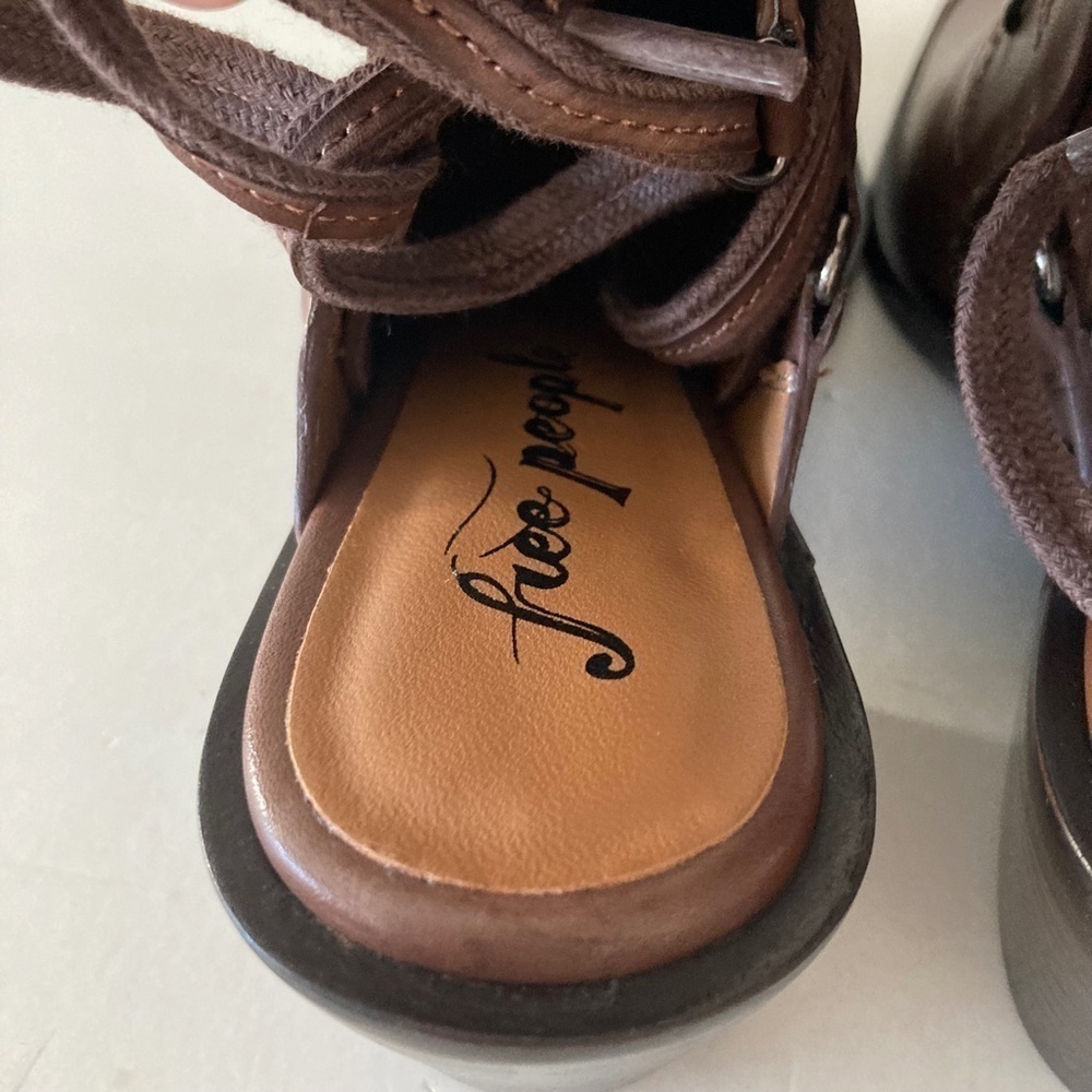 NWOT Free People Rory Studded Brown Leather Shoe Boots Sz 37.5 - Picture 7 of 9